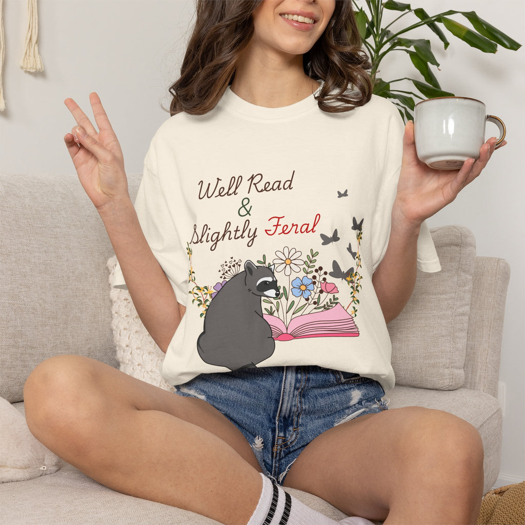 Well Read & Slightly Feral Reading Racoon - T-Shirts