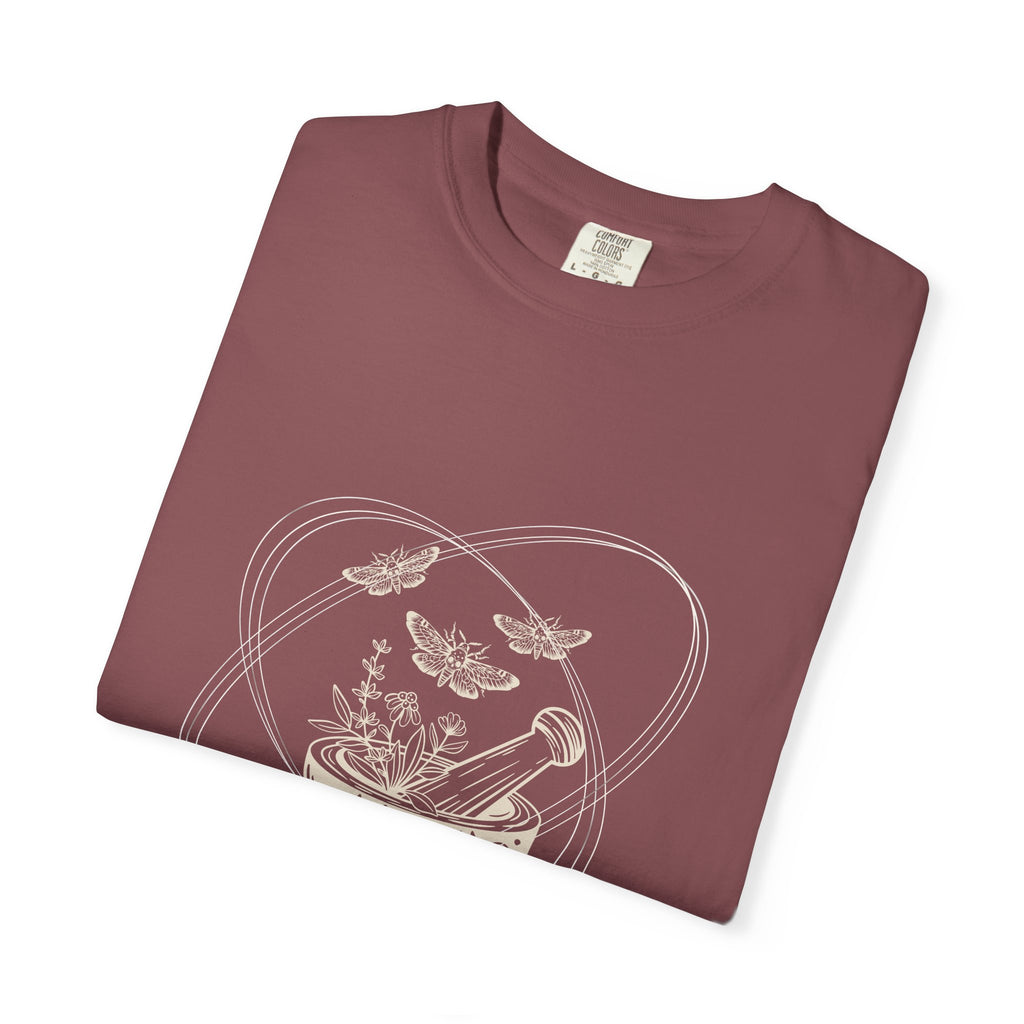 Mystic Tea Ceremony T-Shirt — Moon Phases & Moth Illustration