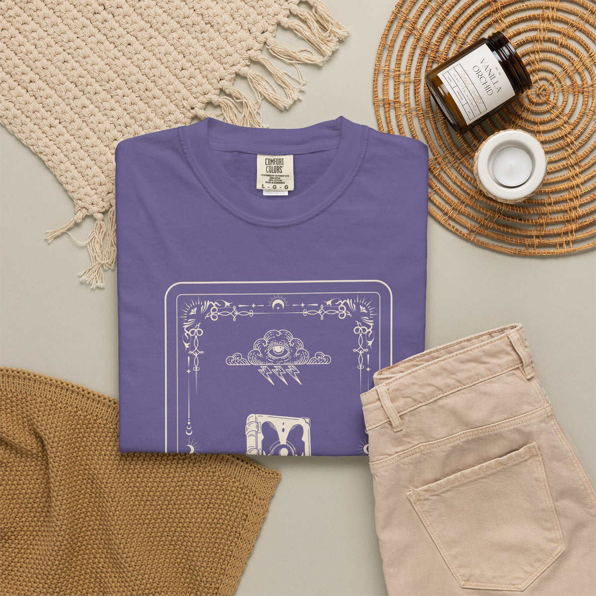 Tarot Bunny Illustration T-Shirt — 'Hold My Hand' Minimal Graphic Tee