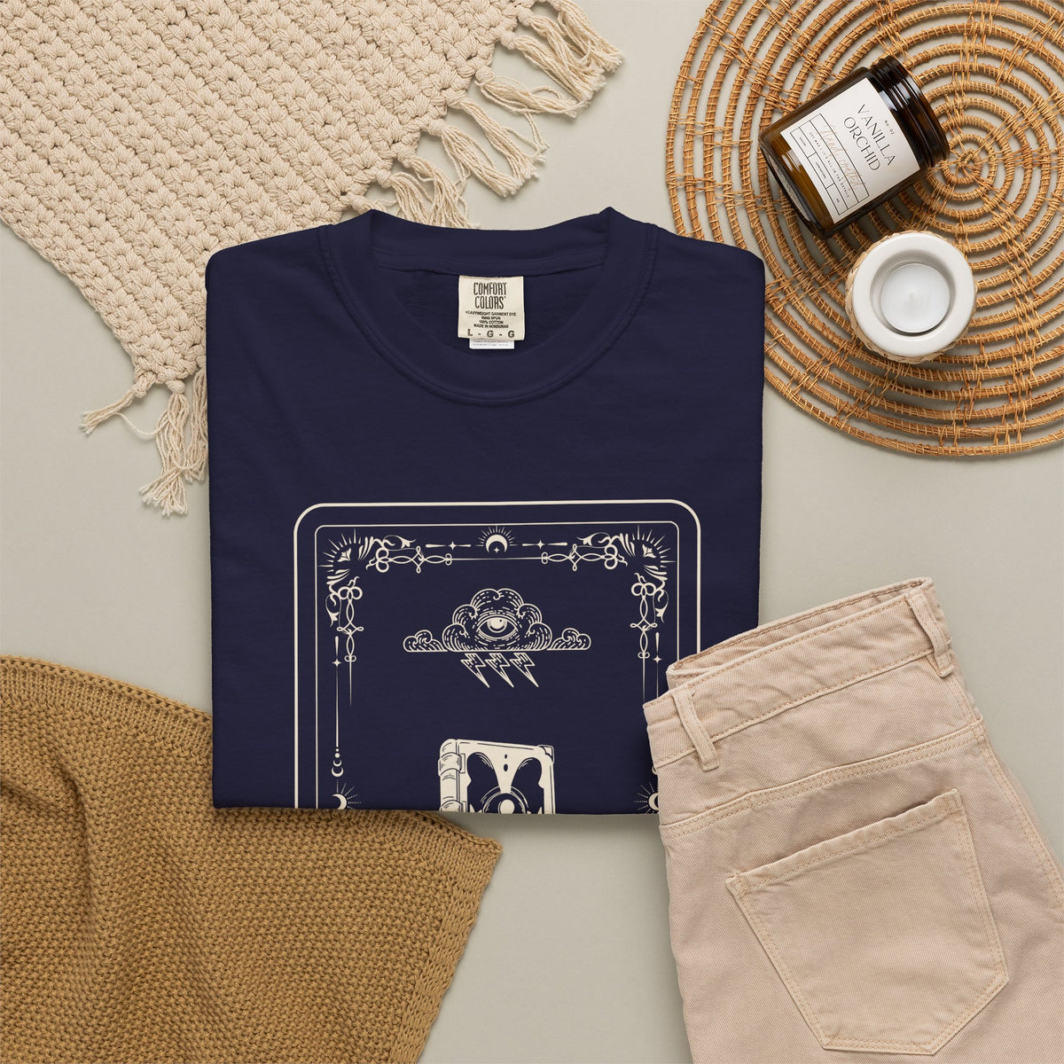 Tarot Bunny Illustration T-Shirt — 'Hold My Hand' Minimal Graphic Tee