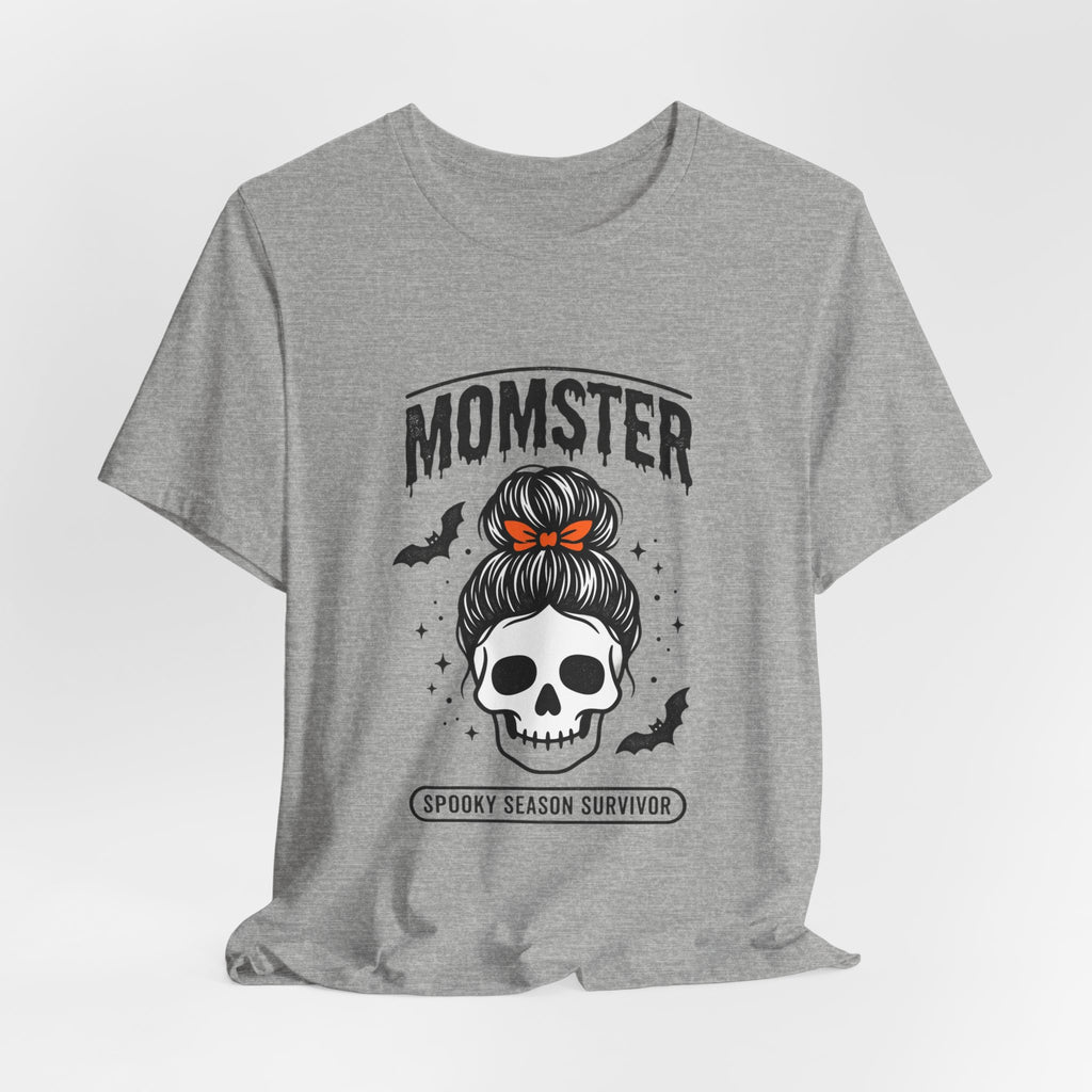 Momster Skull Mom Tee | Halloween Momster Shirt, Bat & Retro Spooky Lettering