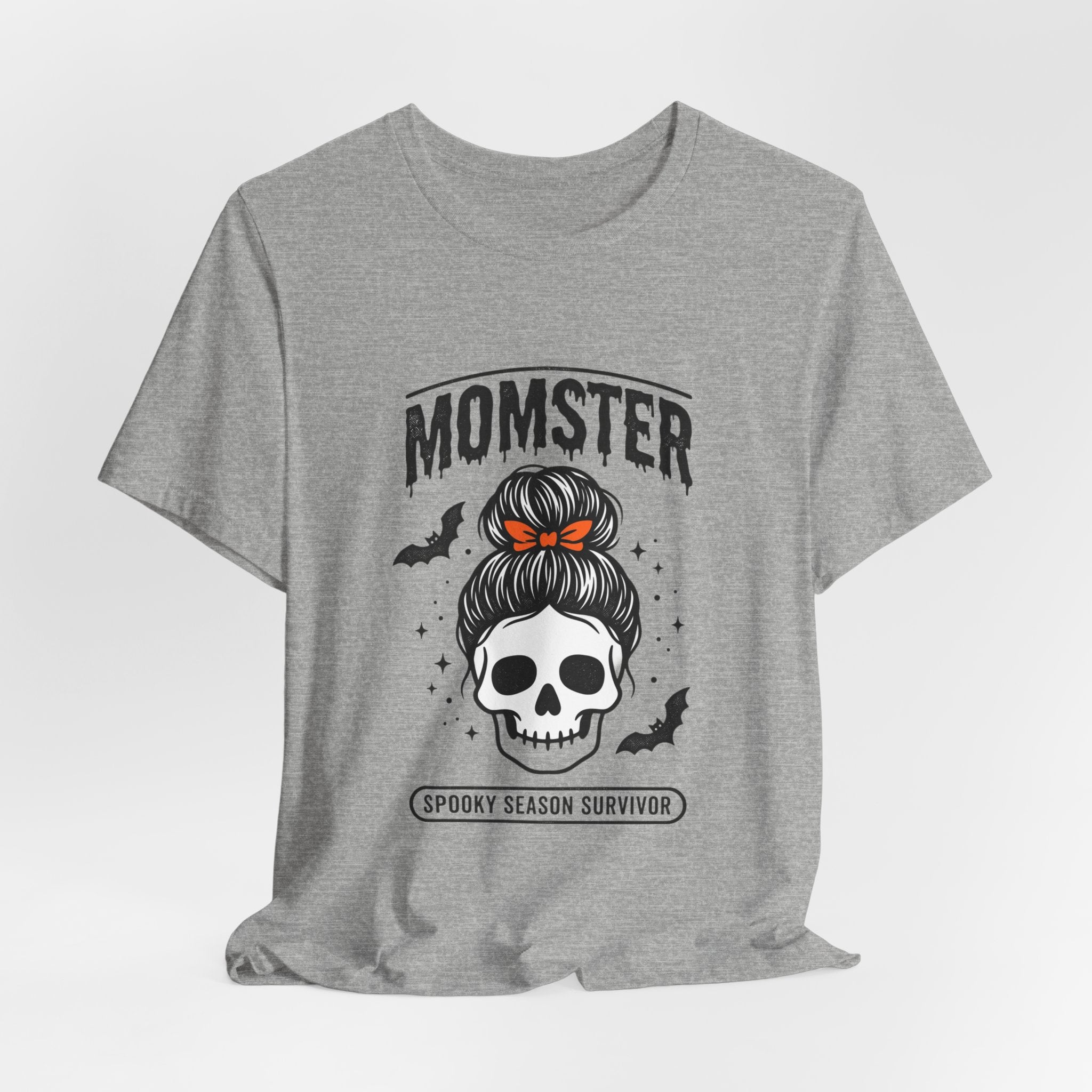 Momster Skull Mom Tee | Halloween Momster Shirt, Bat & Retro Spooky Lettering