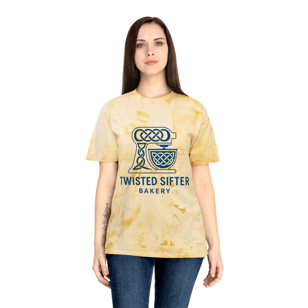 Tie-Dye T-Shirt — Twisted Sifter Bakery Logo, "TSB" Vegan Bakery Tee