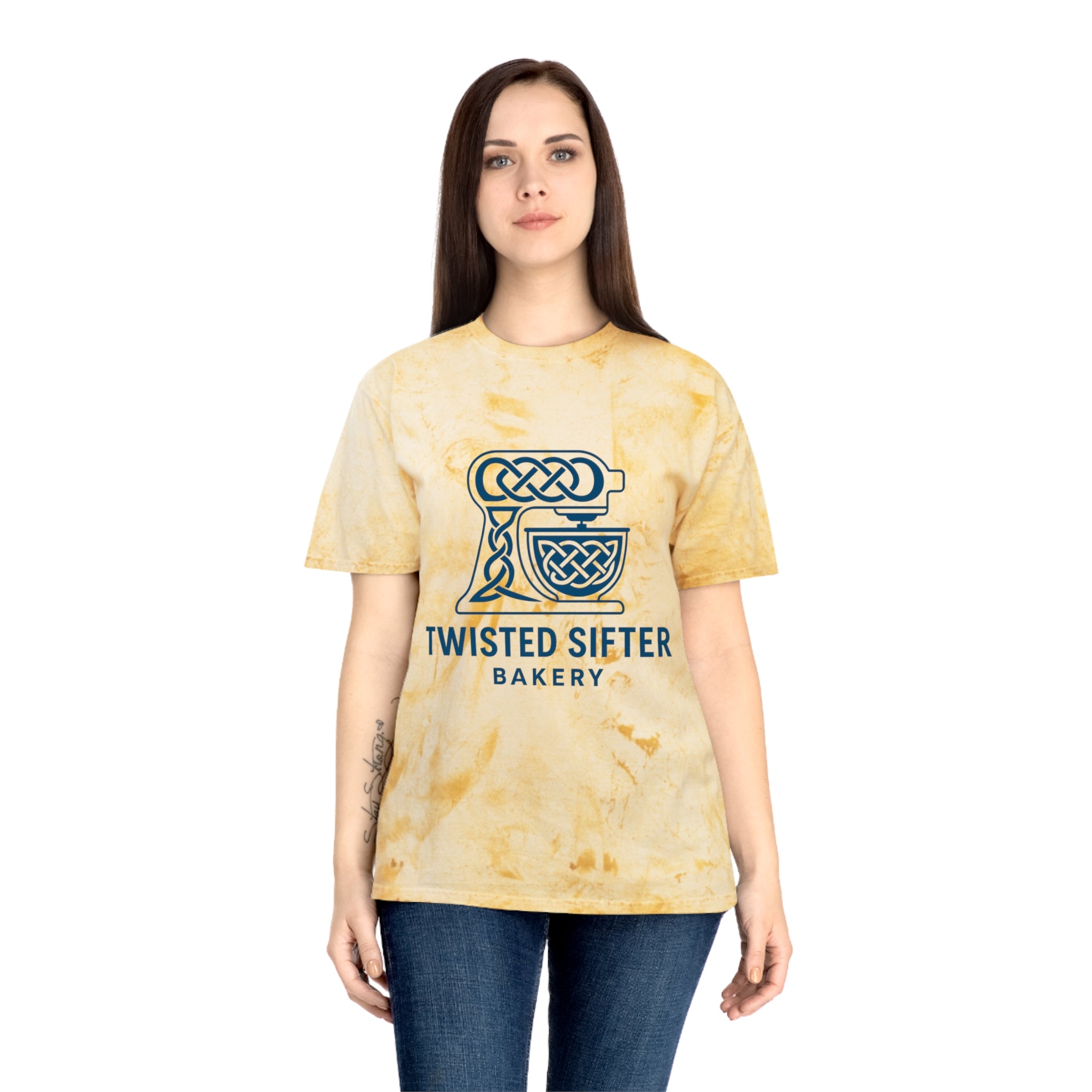 Tie-Dye T-Shirt — Twisted Sifter Bakery Logo, "TSB" Vegan Bakery Tee