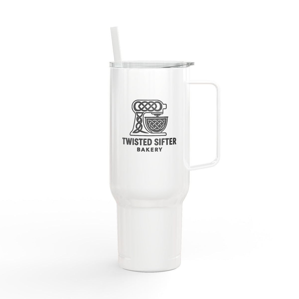 40oz Engraved Insulated Tumbler with Lid & Handle — 'I Scream for the Bakery' Coffee Travel Mug