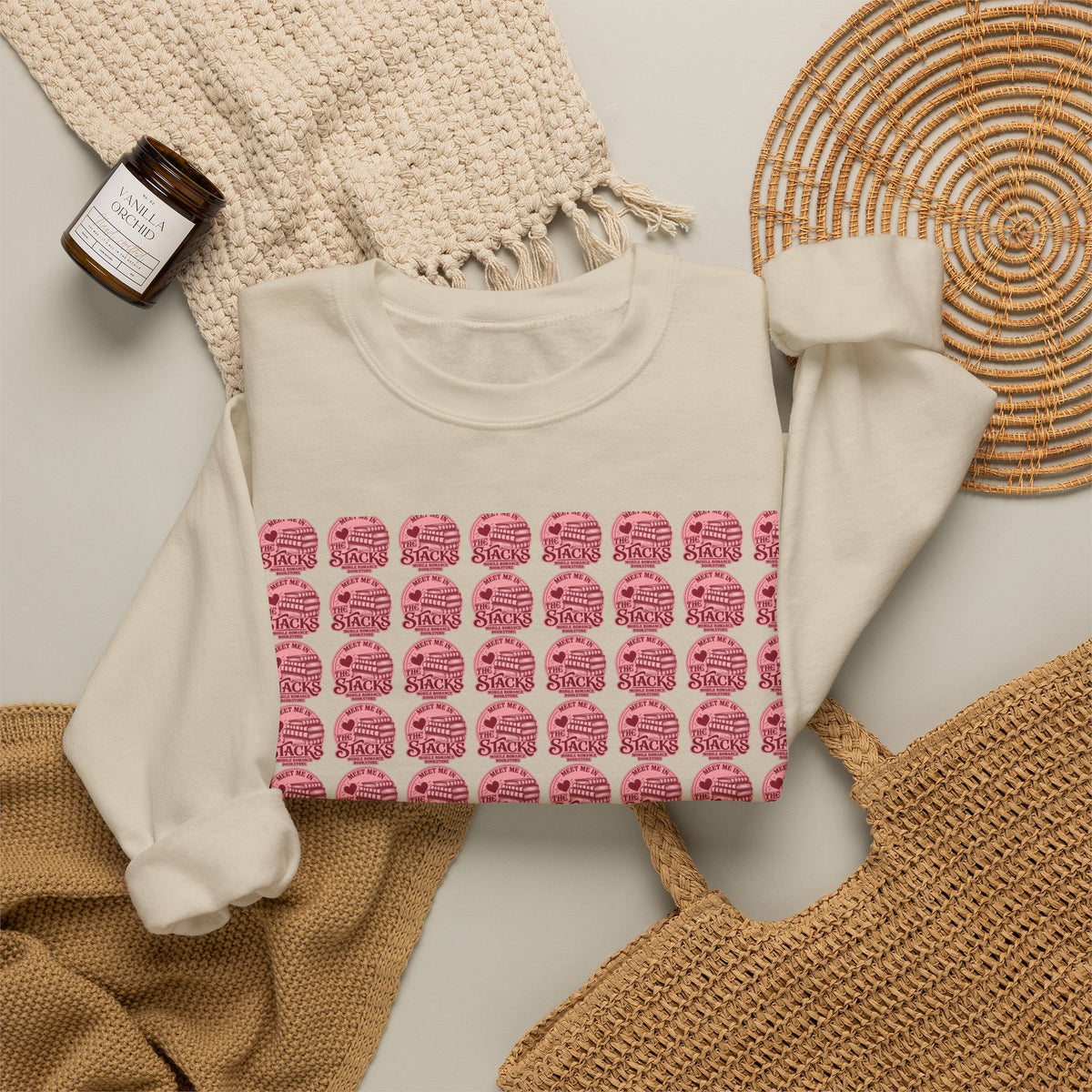 Pink Retro Grid Crewneck Sweatshirt