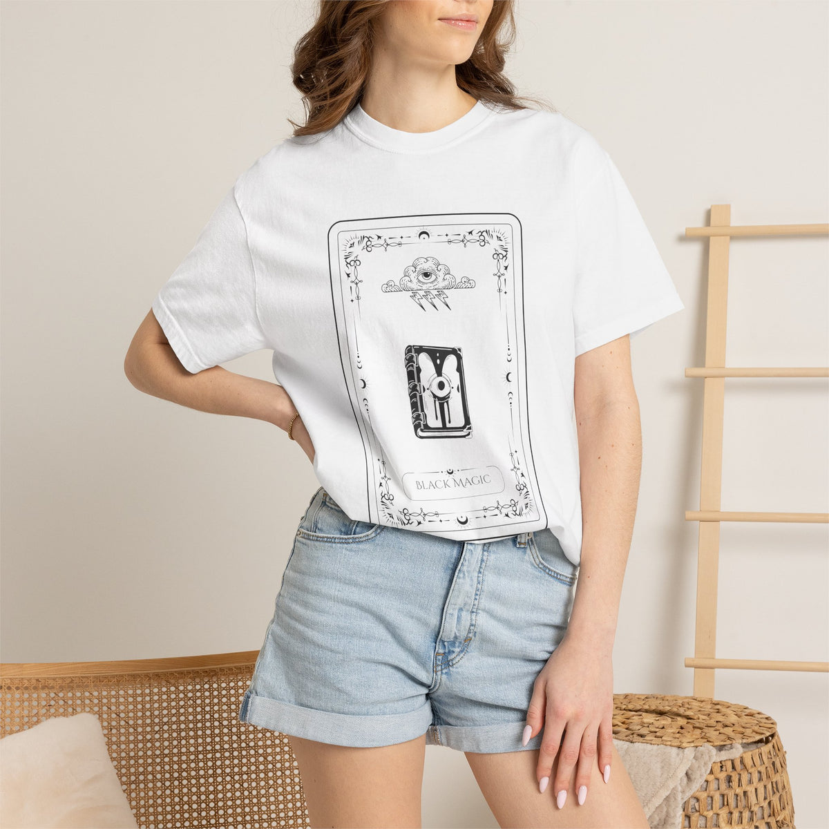 Tarot Bunny Illustration T-Shirt — 'Hold My Hand' Minimal Graphic Tee