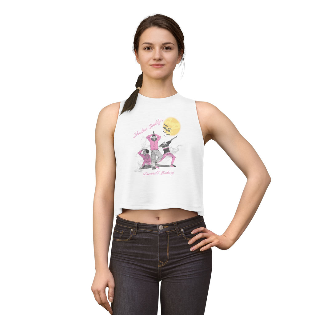 Women's Crop Top — Retro Roller Derby Graphic Tank ("Skater Dolls" Pink Moon)