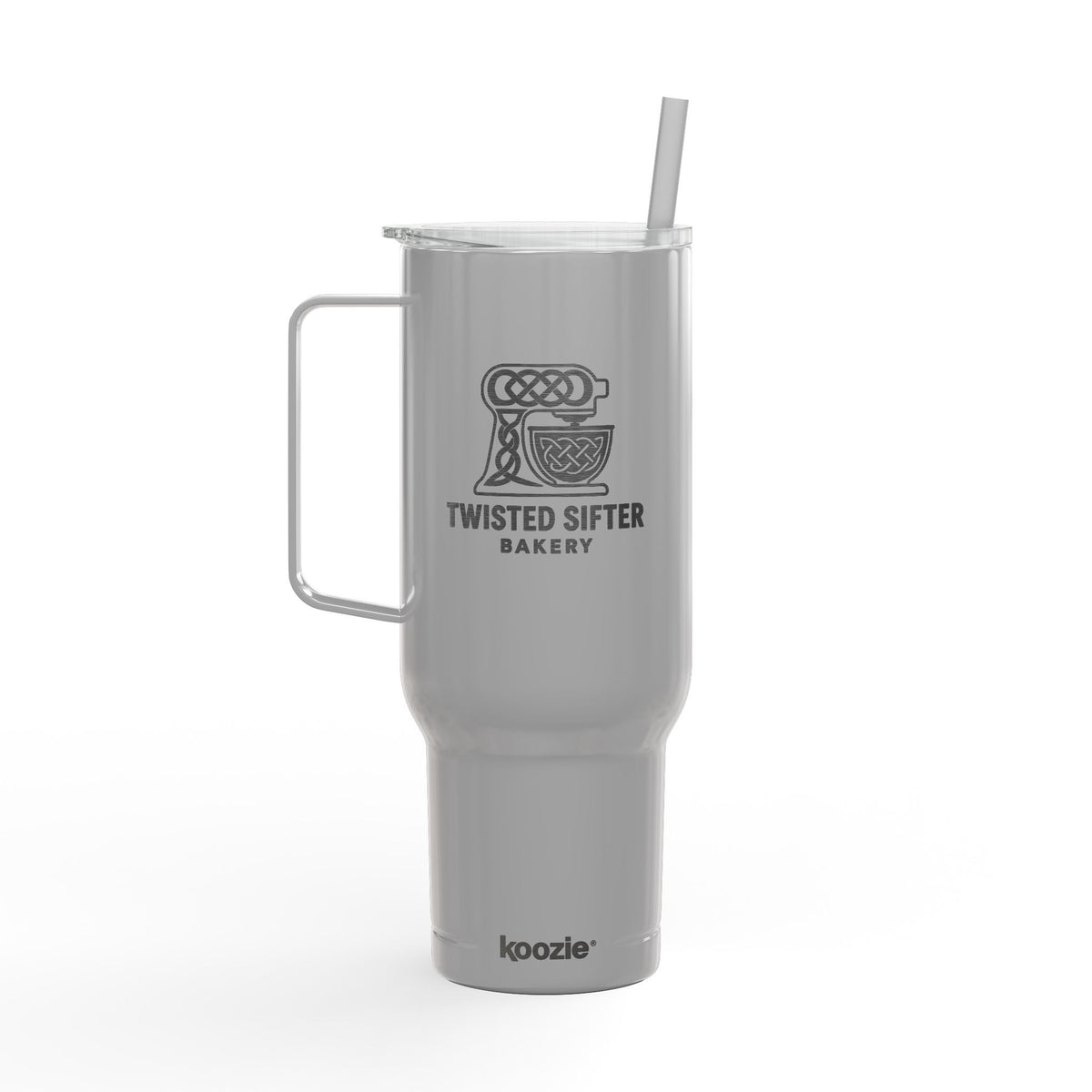 40oz Engraved Insulated Tumbler with Lid & Handle — 'I Scream for the Bakery' Coffee Travel Mug