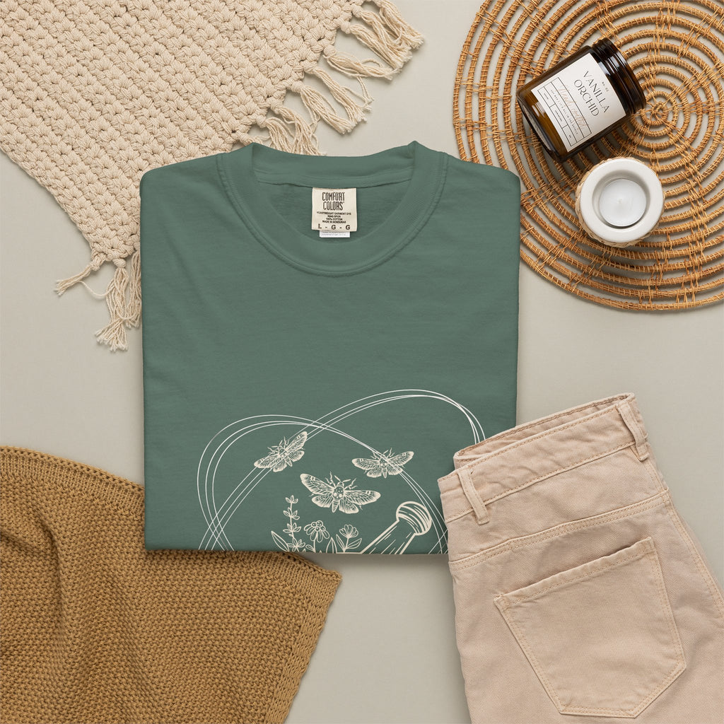 Mystic Tea Ceremony T-Shirt — Moon Phases & Moth Illustration