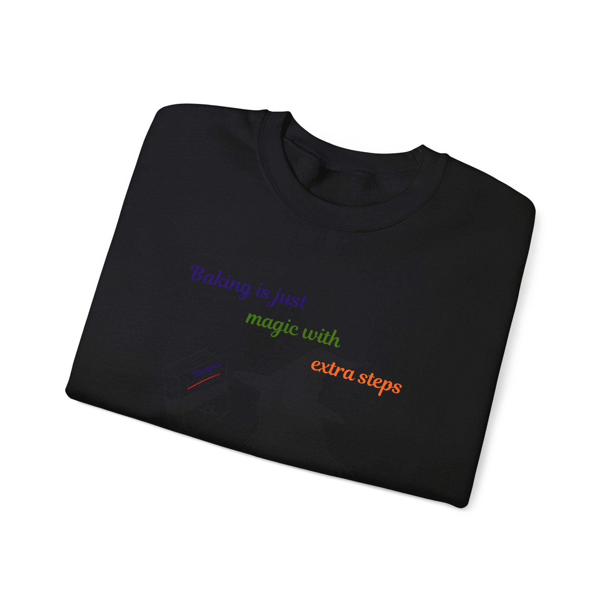 Witch Baking Crewneck Sweatshirt — "Baking is just magic with a few steps" Halloween Sweater