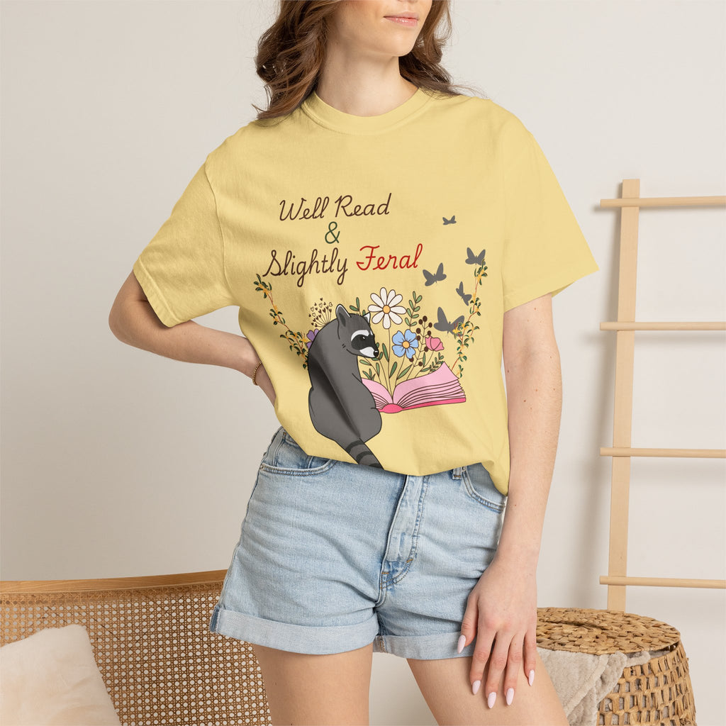 Well Read & Slightly Feral Reading Racoon - T-Shirts