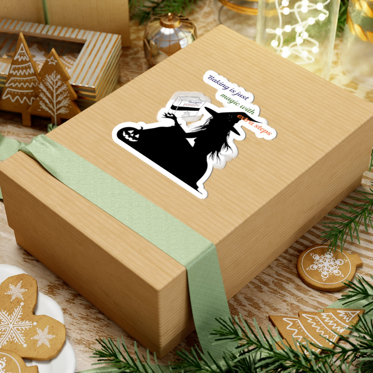Witch Baking Sticker — "Baking is Just Magic with Extra Steps" Kiss-Cut Halloween Sticker