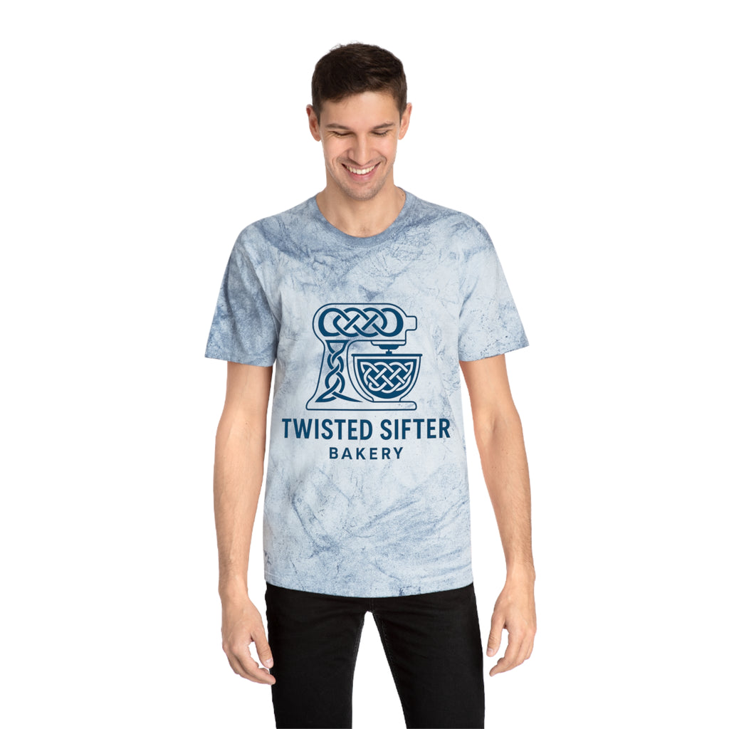 Tie-Dye T-Shirt — Twisted Sifter Bakery Logo, "TSB" Vegan Bakery Tee