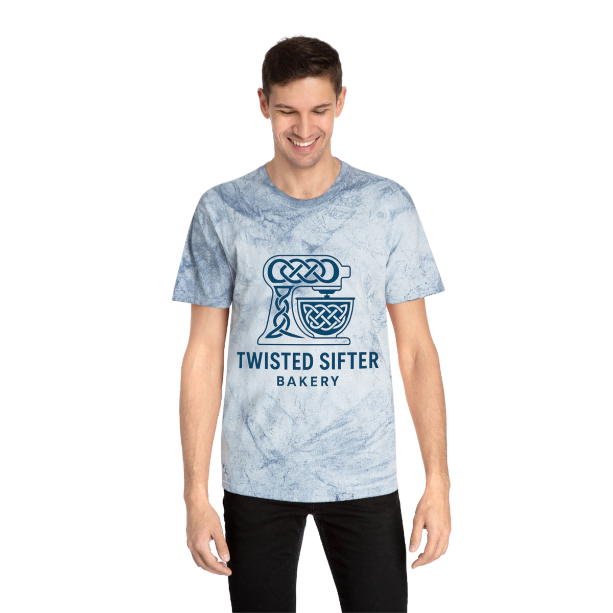 Tie-Dye T-Shirt — Twisted Sifter Bakery Logo, "TSB" Vegan Bakery Tee