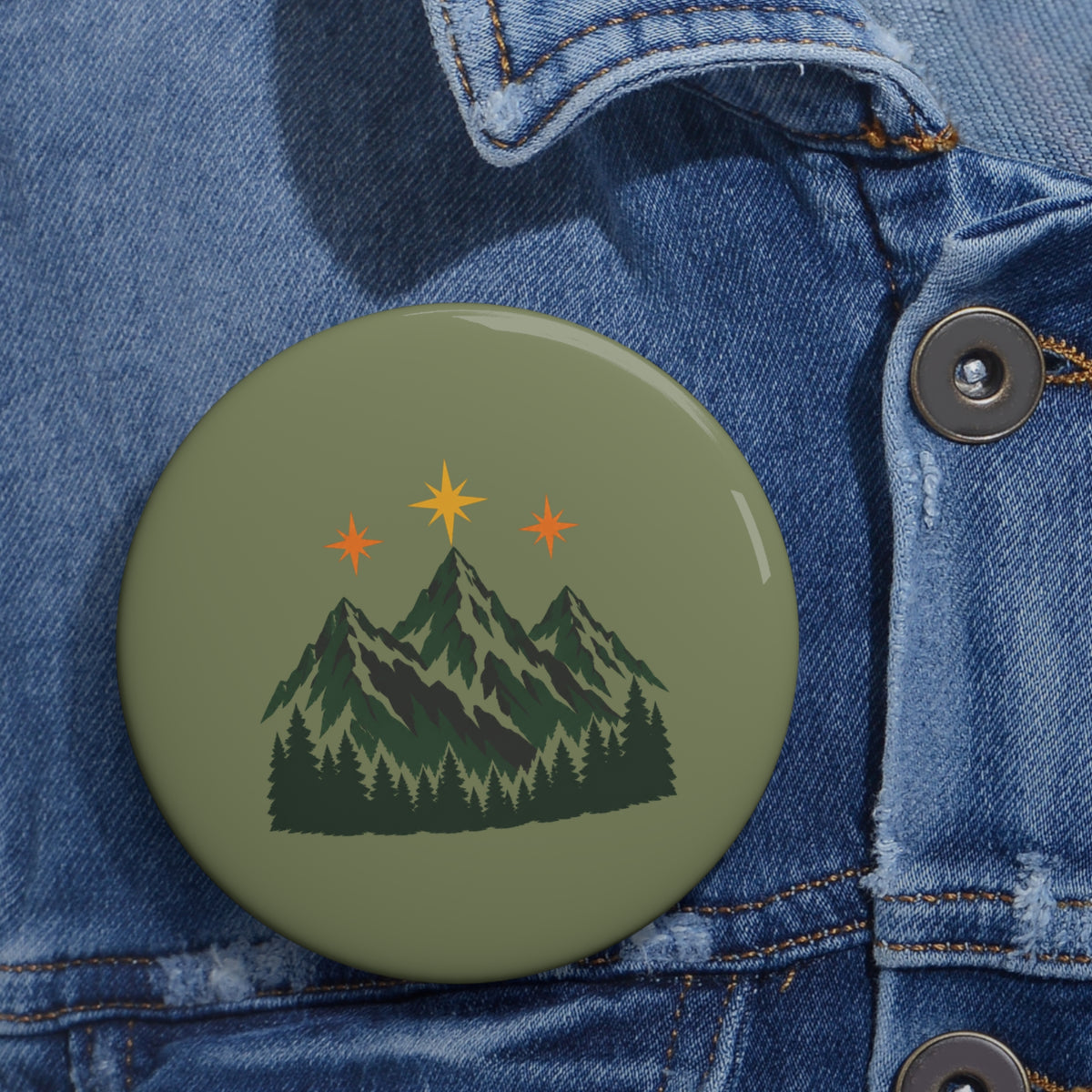 Mountain Sunset Pin Button