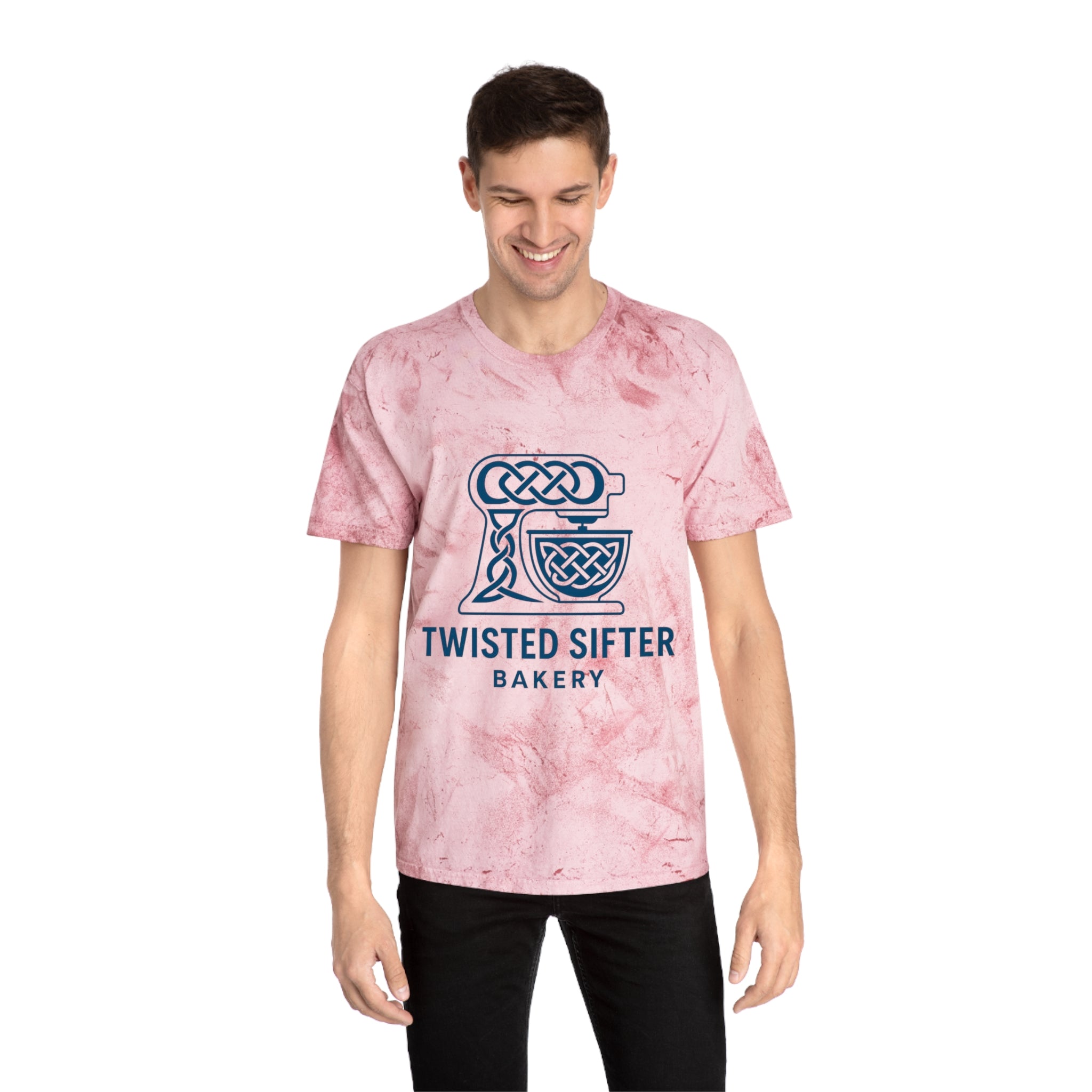 Tie-Dye T-Shirt — Twisted Sifter Bakery Logo, "TSB" Vegan Bakery Tee