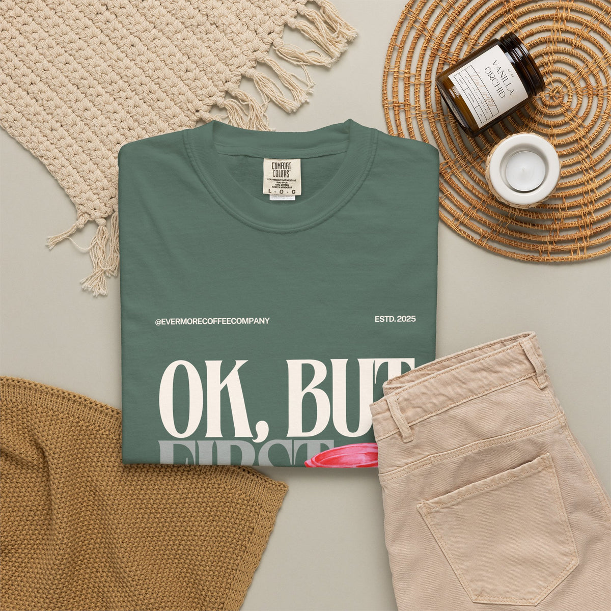 Coffee First T-Shirt — "OK, But First Coffee" Graphic Tee
