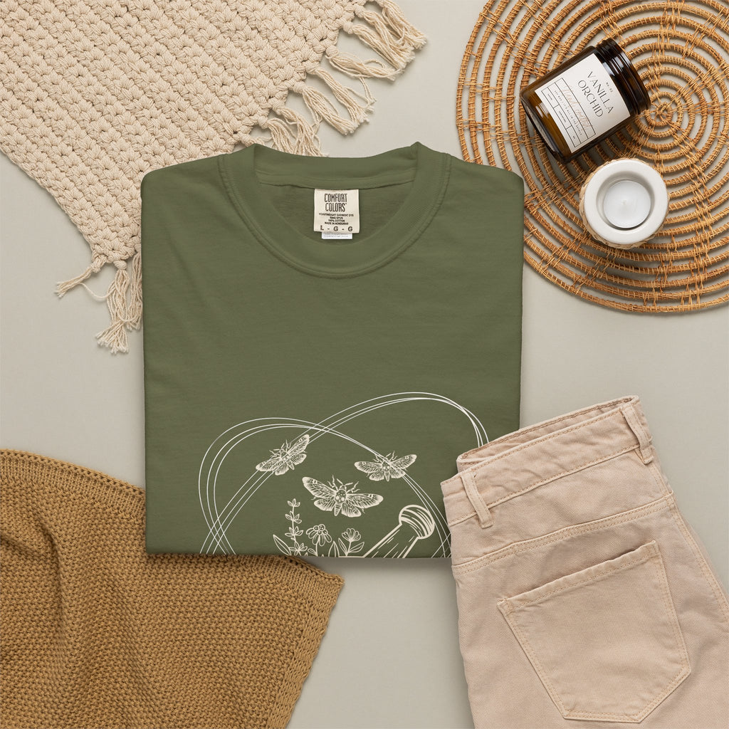 Mystic Tea Ceremony T-Shirt — Moon Phases & Moth Illustration