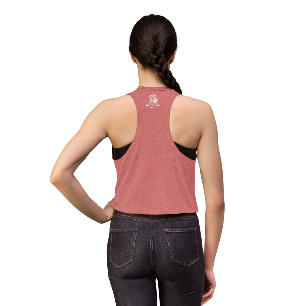 Women's Crop Top — Retro Roller Derby Graphic Tank ("Skater Dolls" Pink Moon)