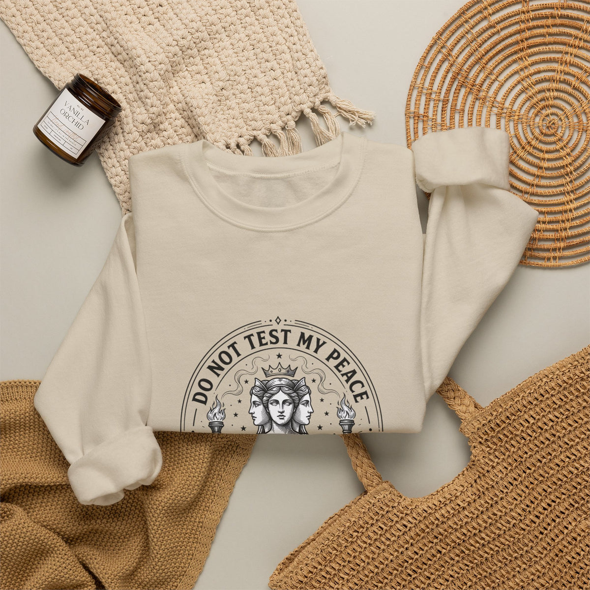 Do Not Test My Peace Athena Illustration Sweatshirt | Mythcore, Classical Art