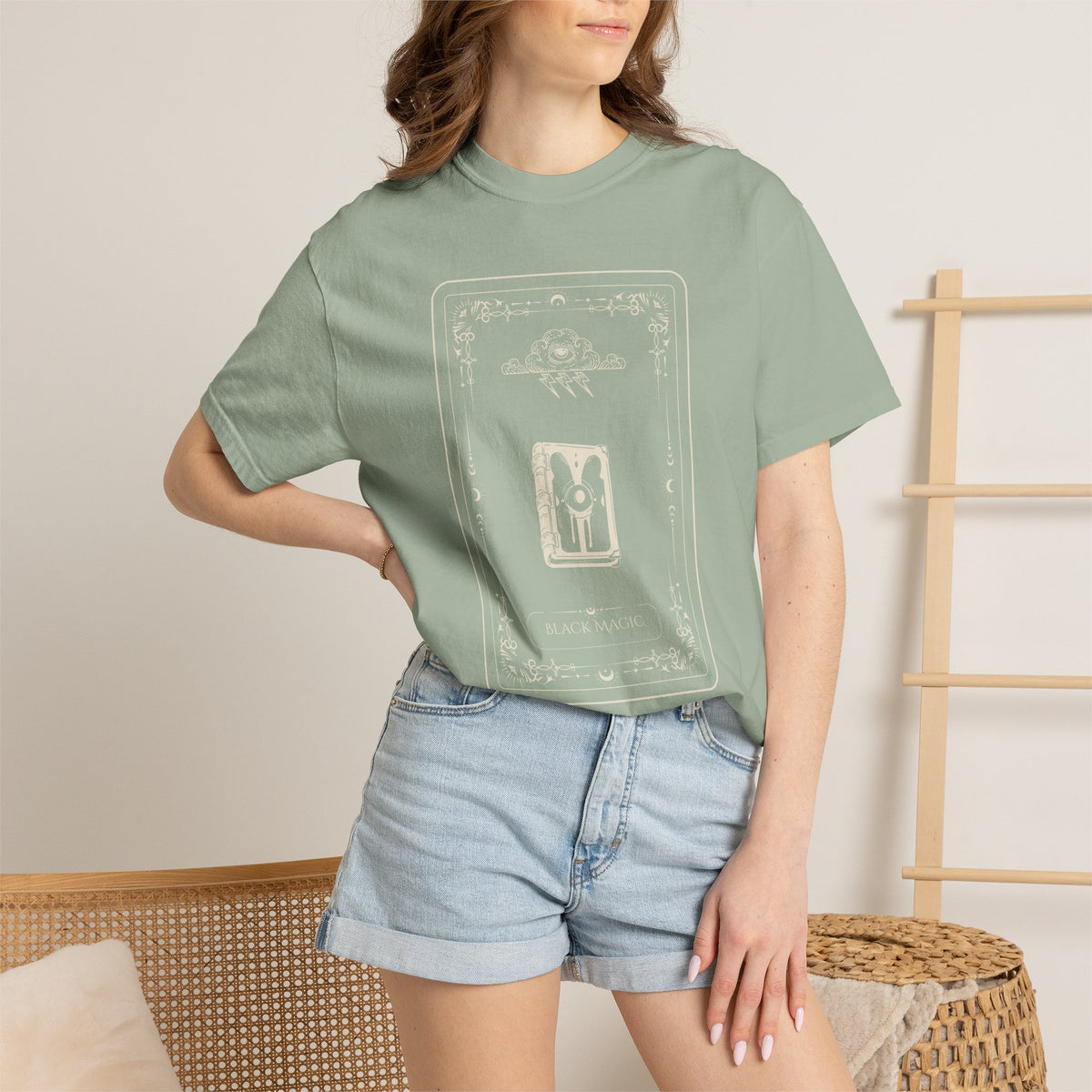 Tarot Bunny Illustration T-Shirt — 'Hold My Hand' Minimal Graphic Tee