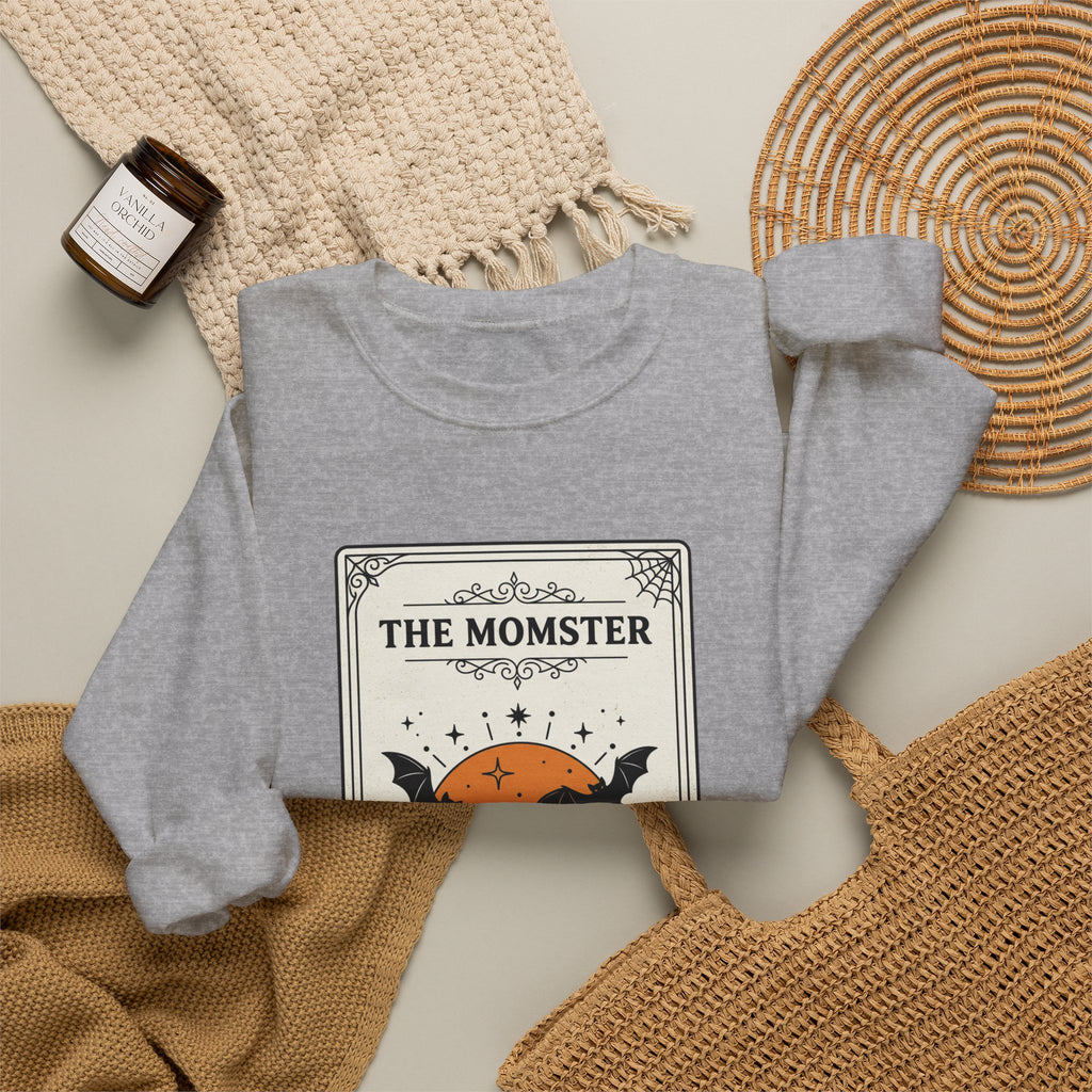 Momster Halloween Retro Crest Sweatshirt | spooky mom cardigan
