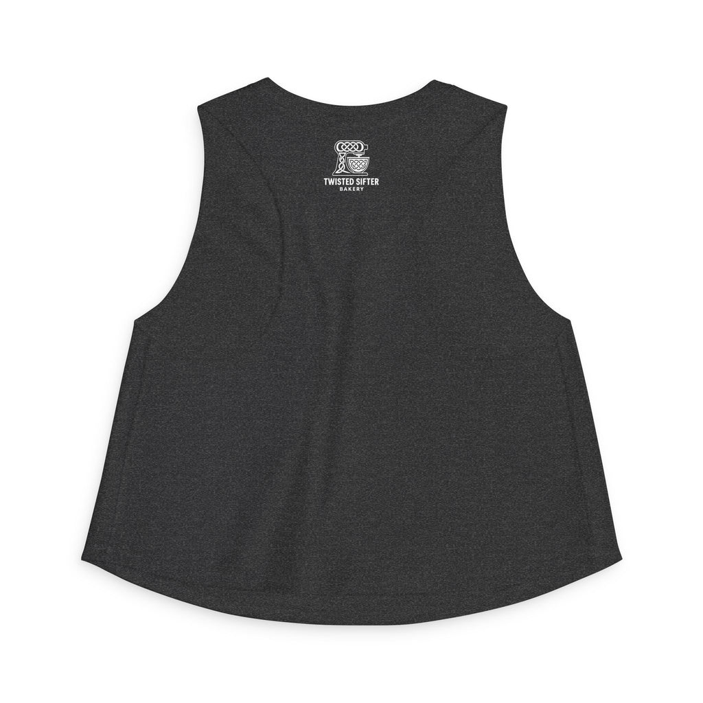 Women's Crop Top — Retro Roller Derby Graphic Tank ("Skater Dolls" Pink Moon)