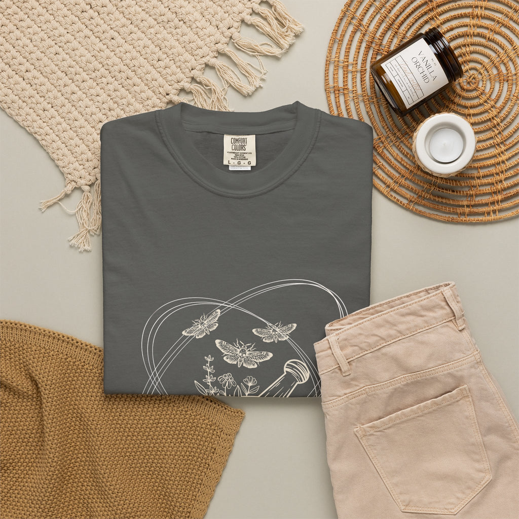 Mystic Tea Ceremony T-Shirt — Moon Phases & Moth Illustration
