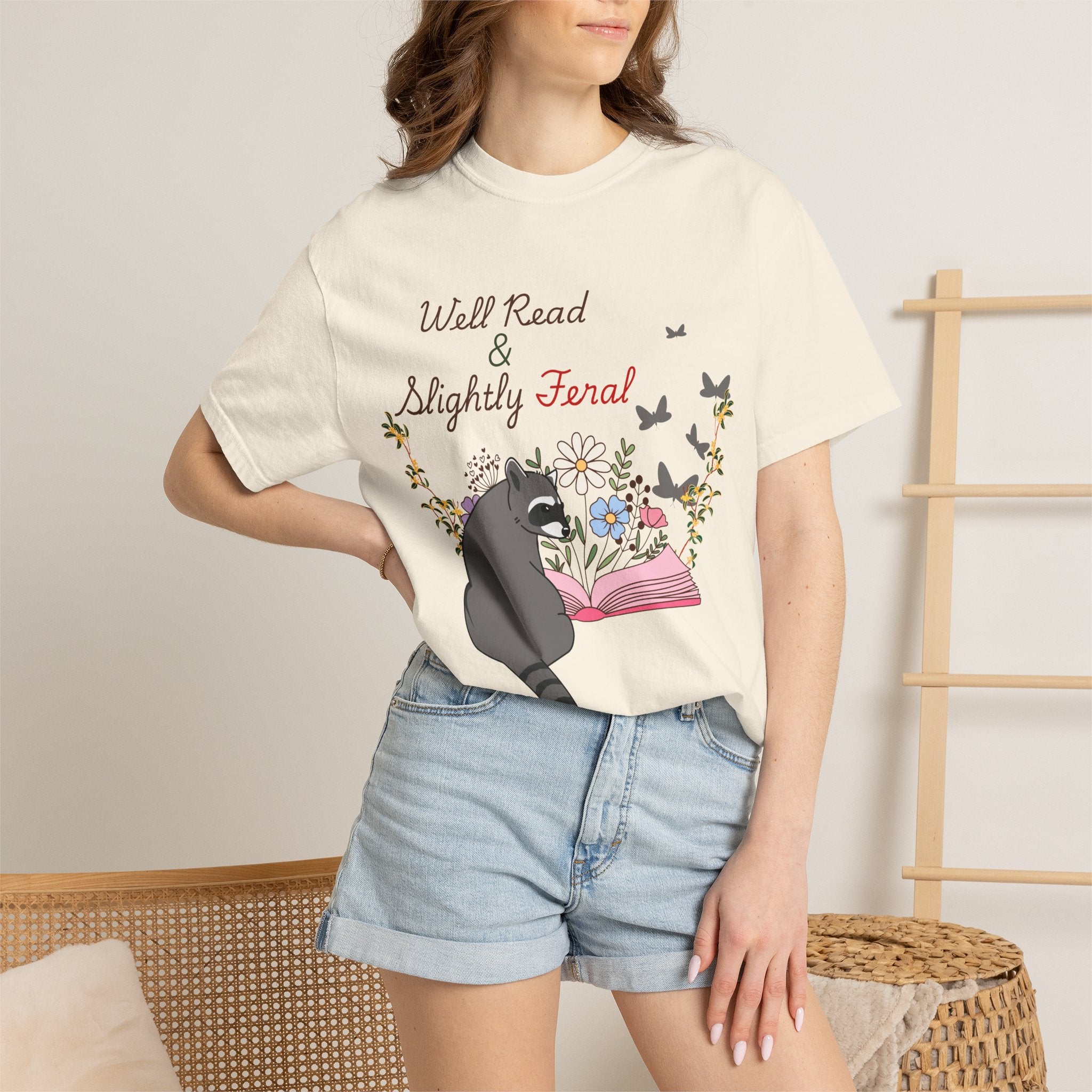 Well Read & Slightly Feral Reading Racoon - T-Shirts