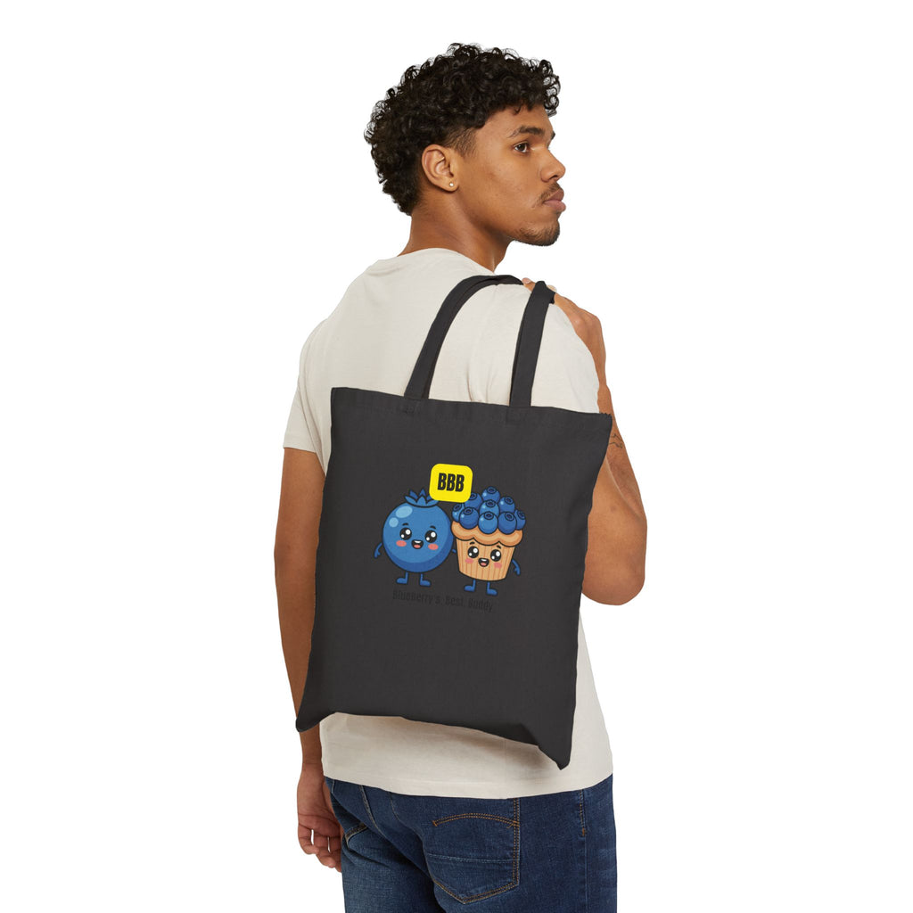 Blueberry Best Buddy Canvas Tote — Cute Fruit Cartoon Grocery Bag