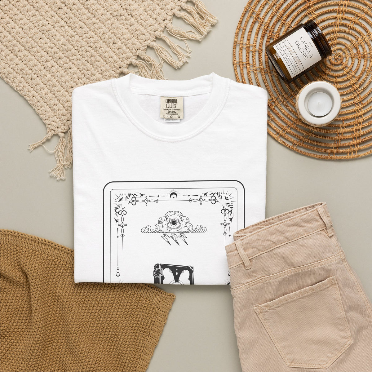 Tarot Bunny Illustration T-Shirt — 'Hold My Hand' Minimal Graphic Tee