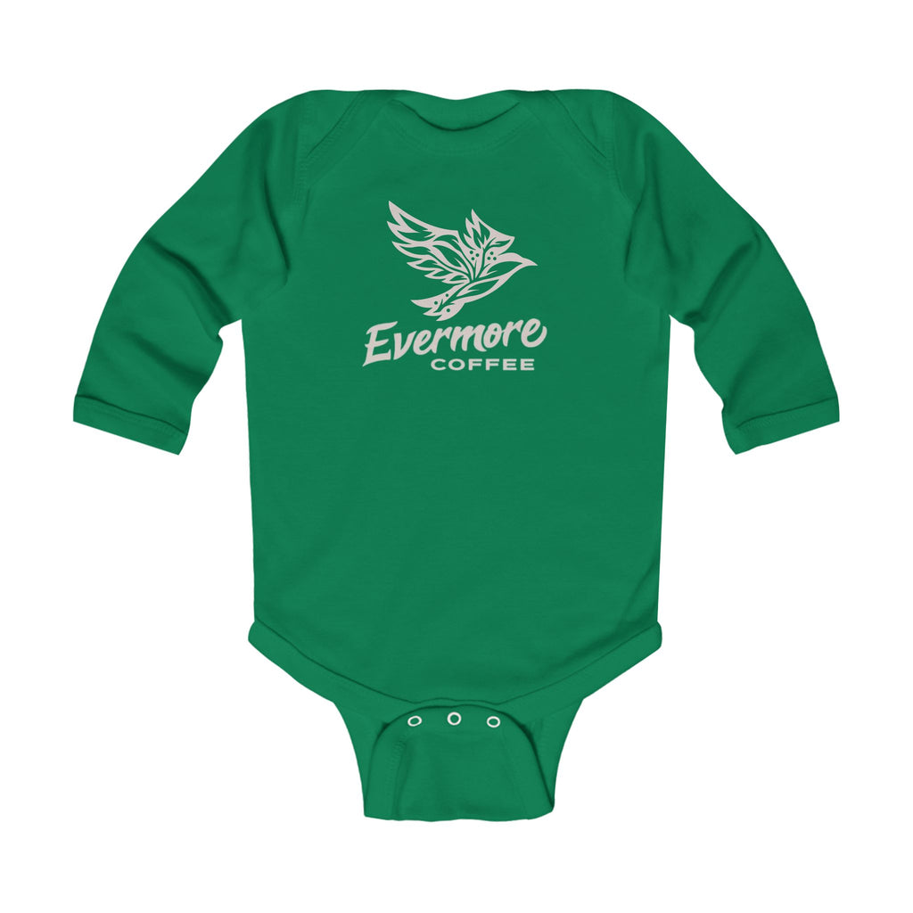 Infant Bodysuit — "Evermore Coffee" Logo Front, "The Reason For The Second Cup" Back
