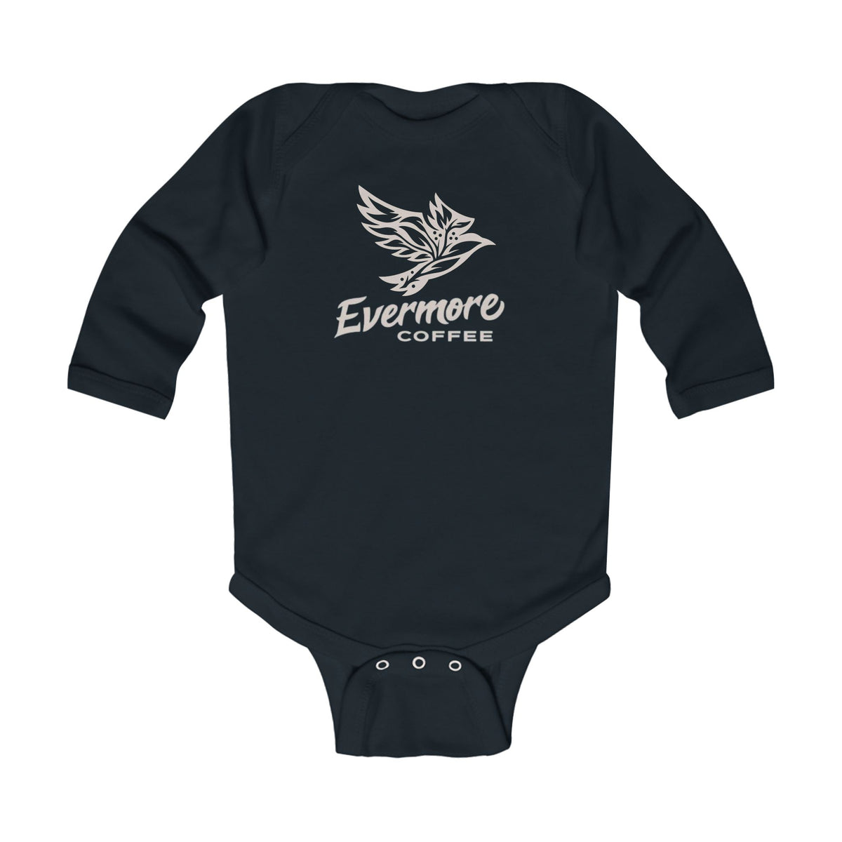 Infant Bodysuit — "Evermore Coffee" Logo Front, "The Reason For The Second Cup" Back