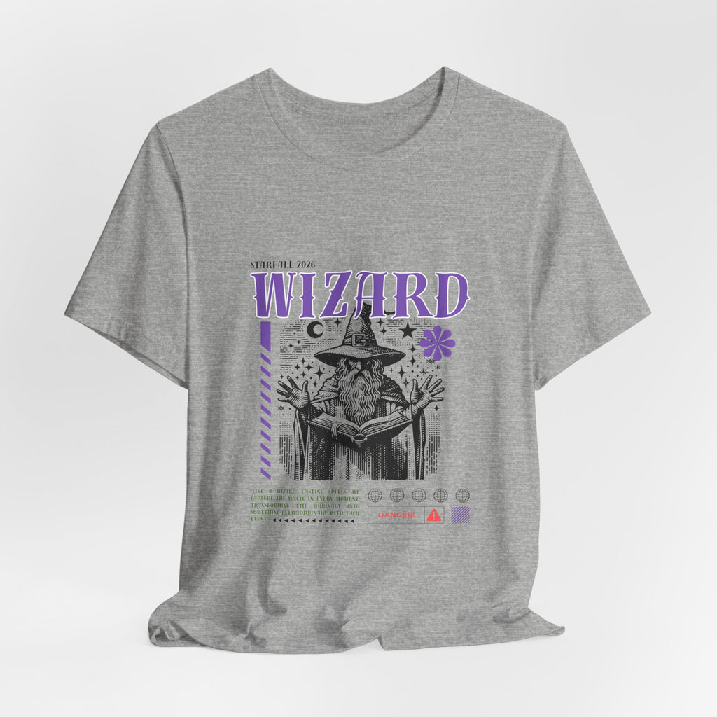 Wizard Graphic Tee — Vintage Spellbook Illustration T-Shirt