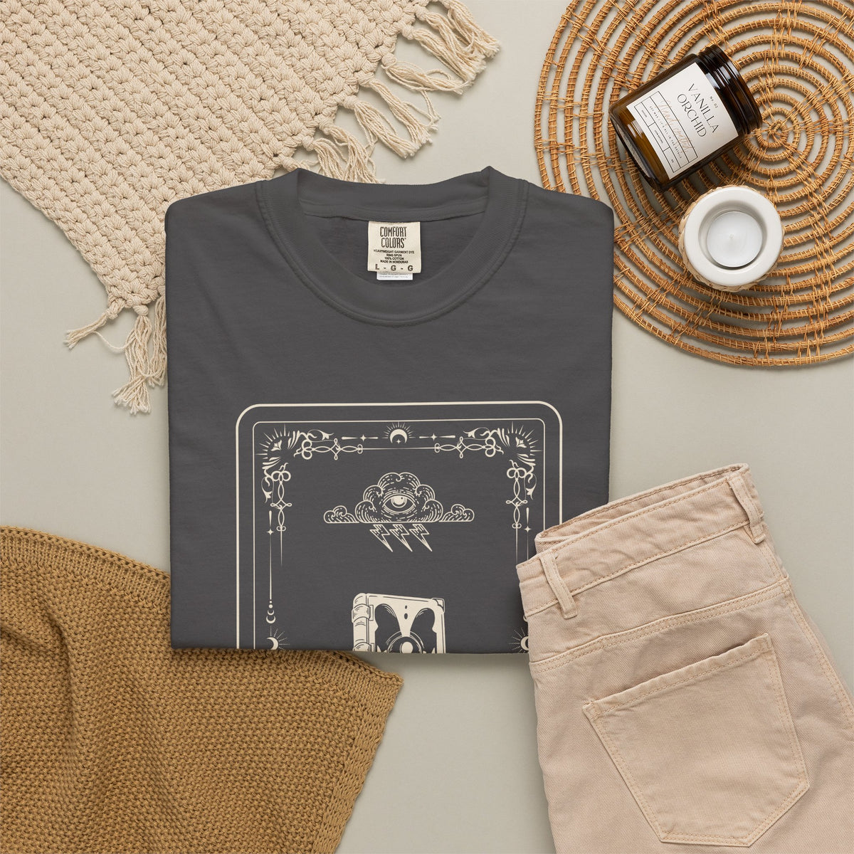 Tarot Bunny Illustration T-Shirt — 'Hold My Hand' Minimal Graphic Tee