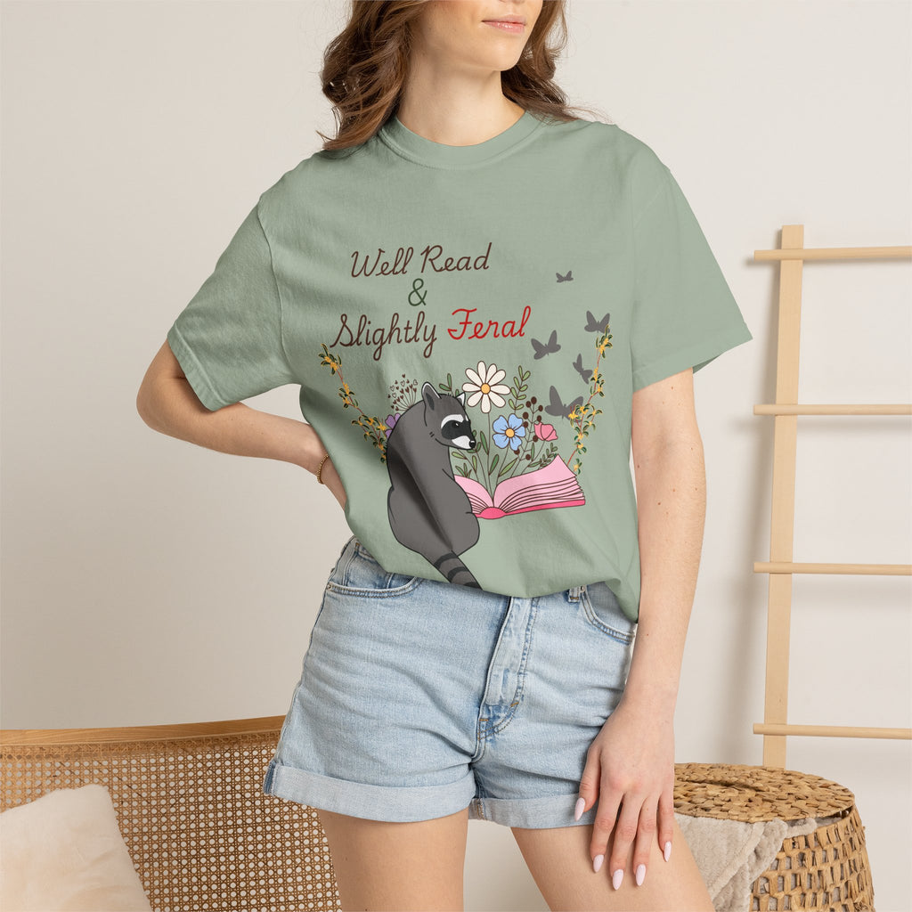 Well Read & Slightly Feral Reading Racoon - T-Shirts
