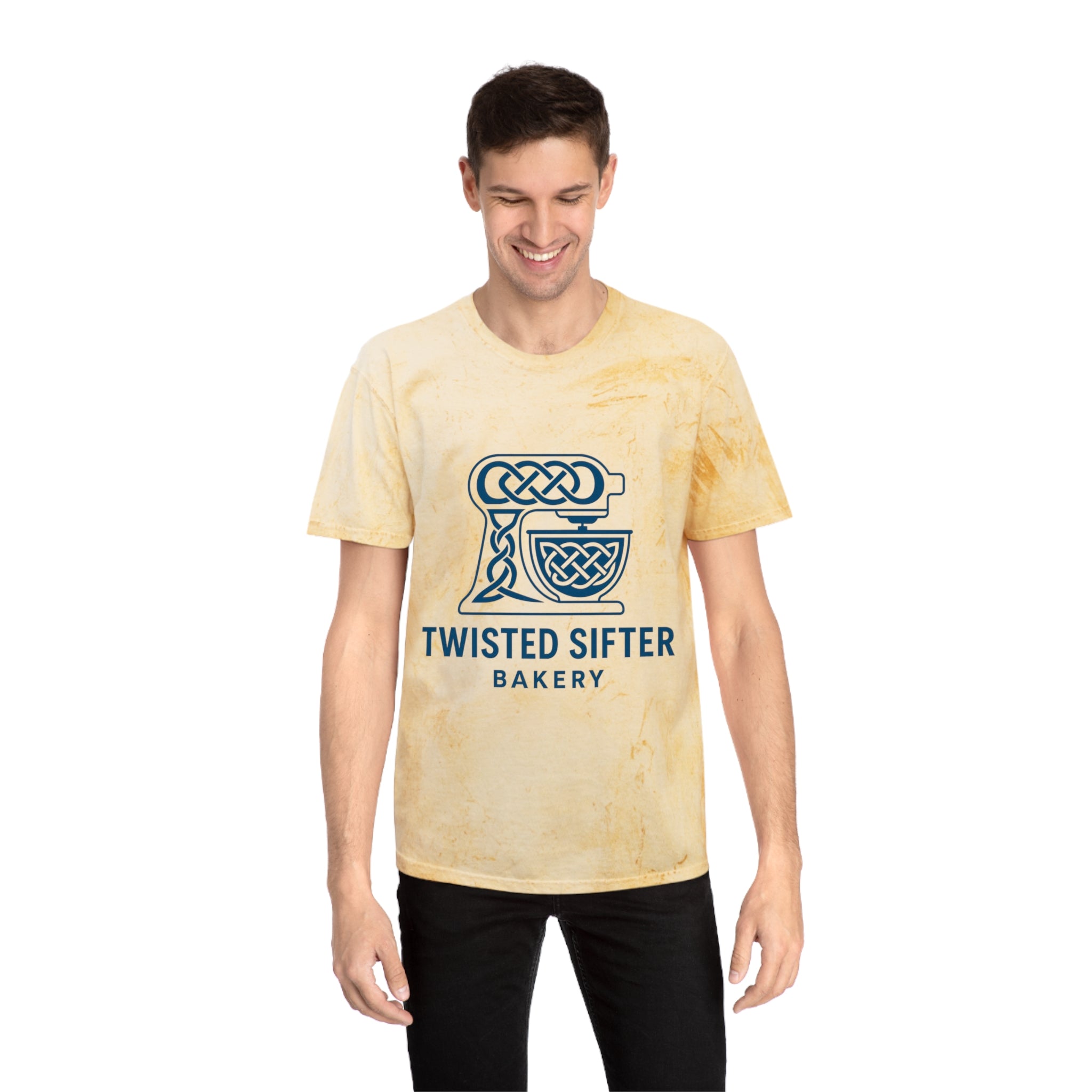 Tie-Dye T-Shirt — Twisted Sifter Bakery Logo, "TSB" Vegan Bakery Tee