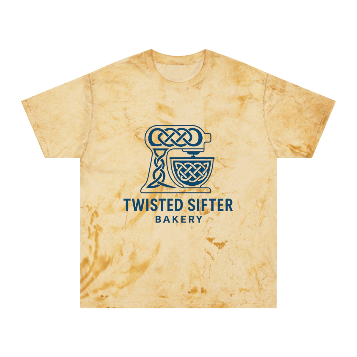 Tie-Dye T-Shirt — Twisted Sifter Bakery Logo, "TSB" Vegan Bakery Tee