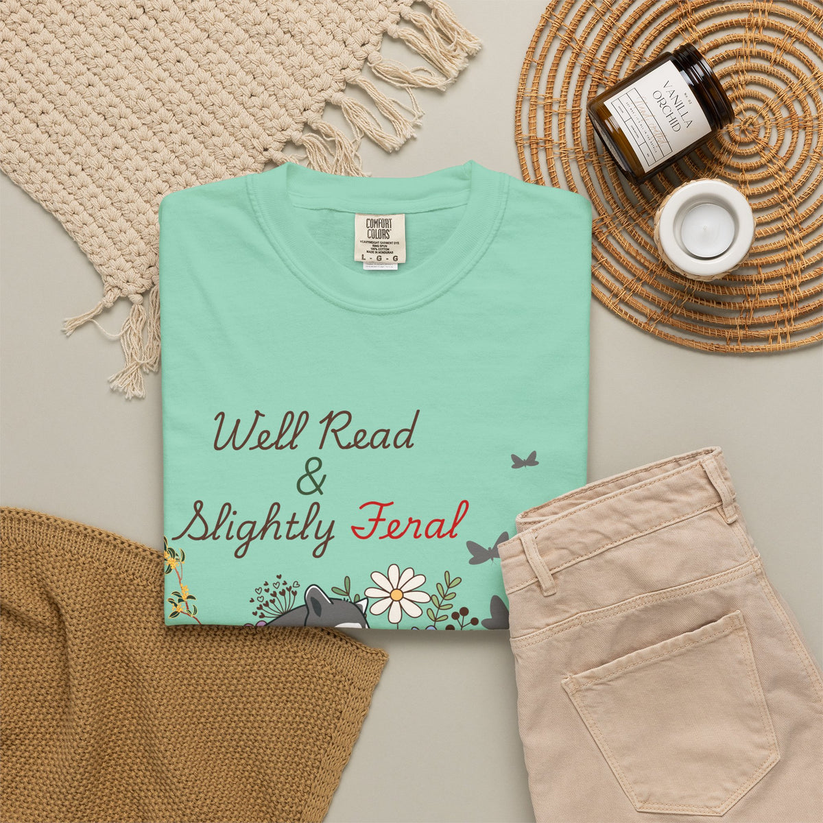 Well Read & Slightly Feral Reading Racoon - T-Shirts