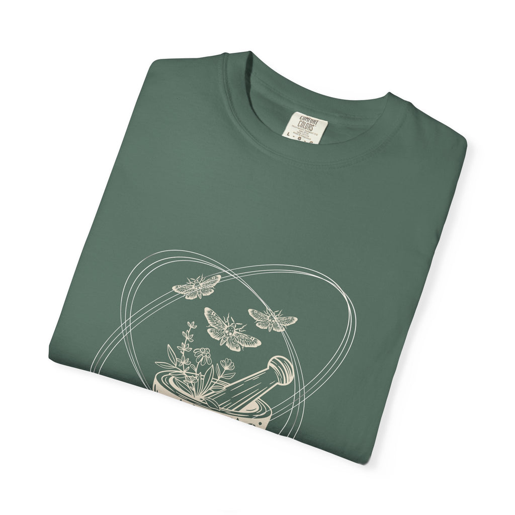 Mystic Tea Ceremony T-Shirt — Moon Phases & Moth Illustration
