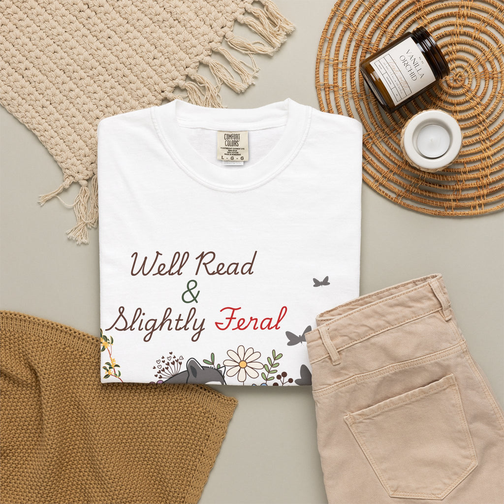 Well Read & Slightly Feral Reading Racoon - T-Shirts