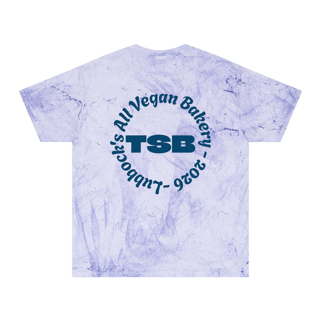 Tie-Dye T-Shirt — Twisted Sifter Bakery Logo, "TSB" Vegan Bakery Tee