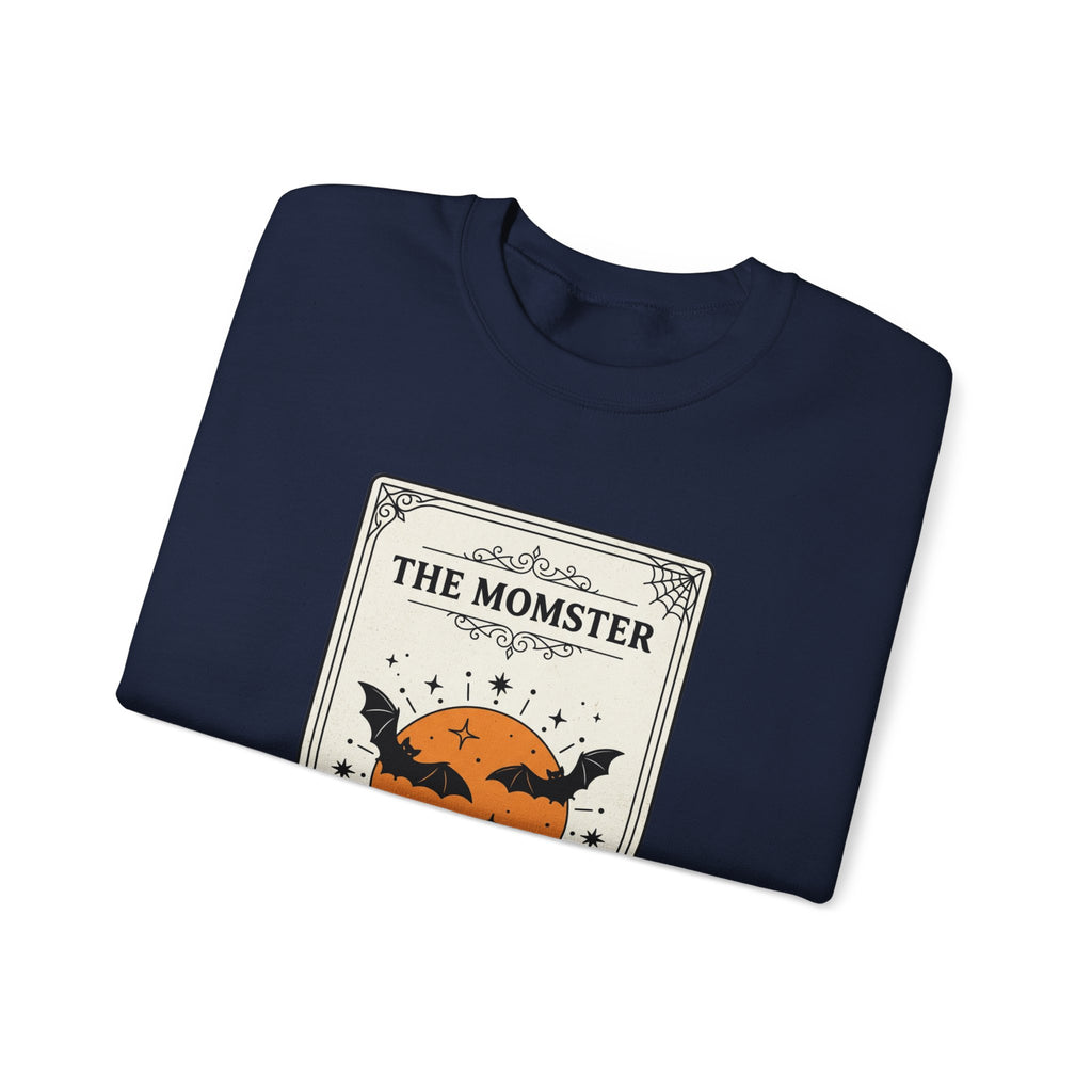 Momster Halloween Retro Crest Sweatshirt | spooky mom cardigan