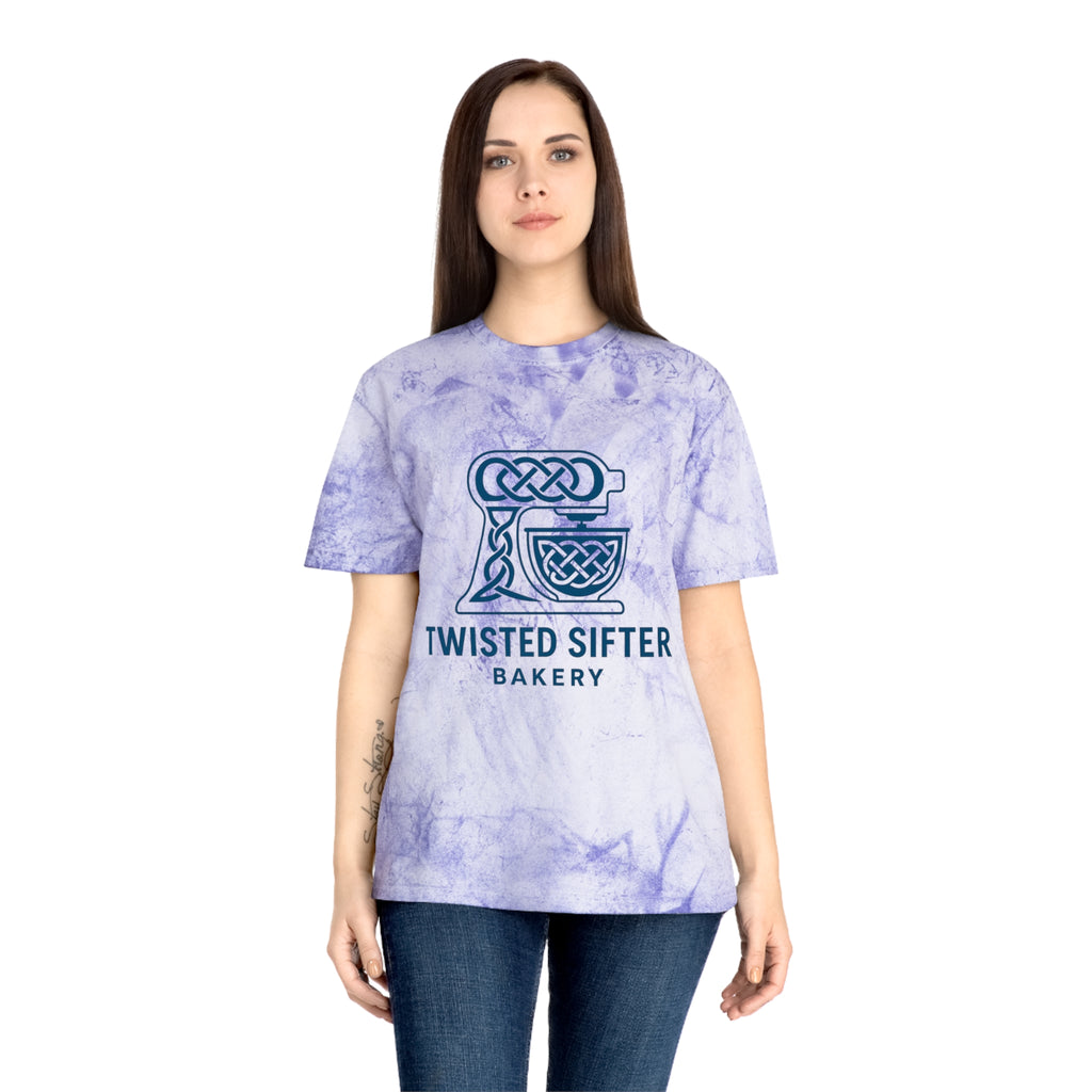 Tie-Dye T-Shirt — Twisted Sifter Bakery Logo, "TSB" Vegan Bakery Tee