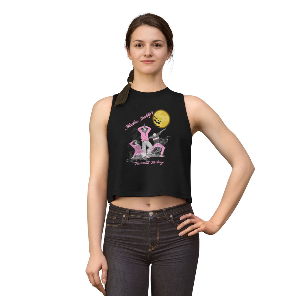 Women's Crop Top — Retro Roller Derby Graphic Tank ("Skater Dolls" Pink Moon)