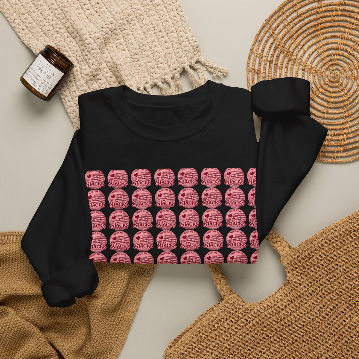 Pink Retro Grid Crewneck Sweatshirt