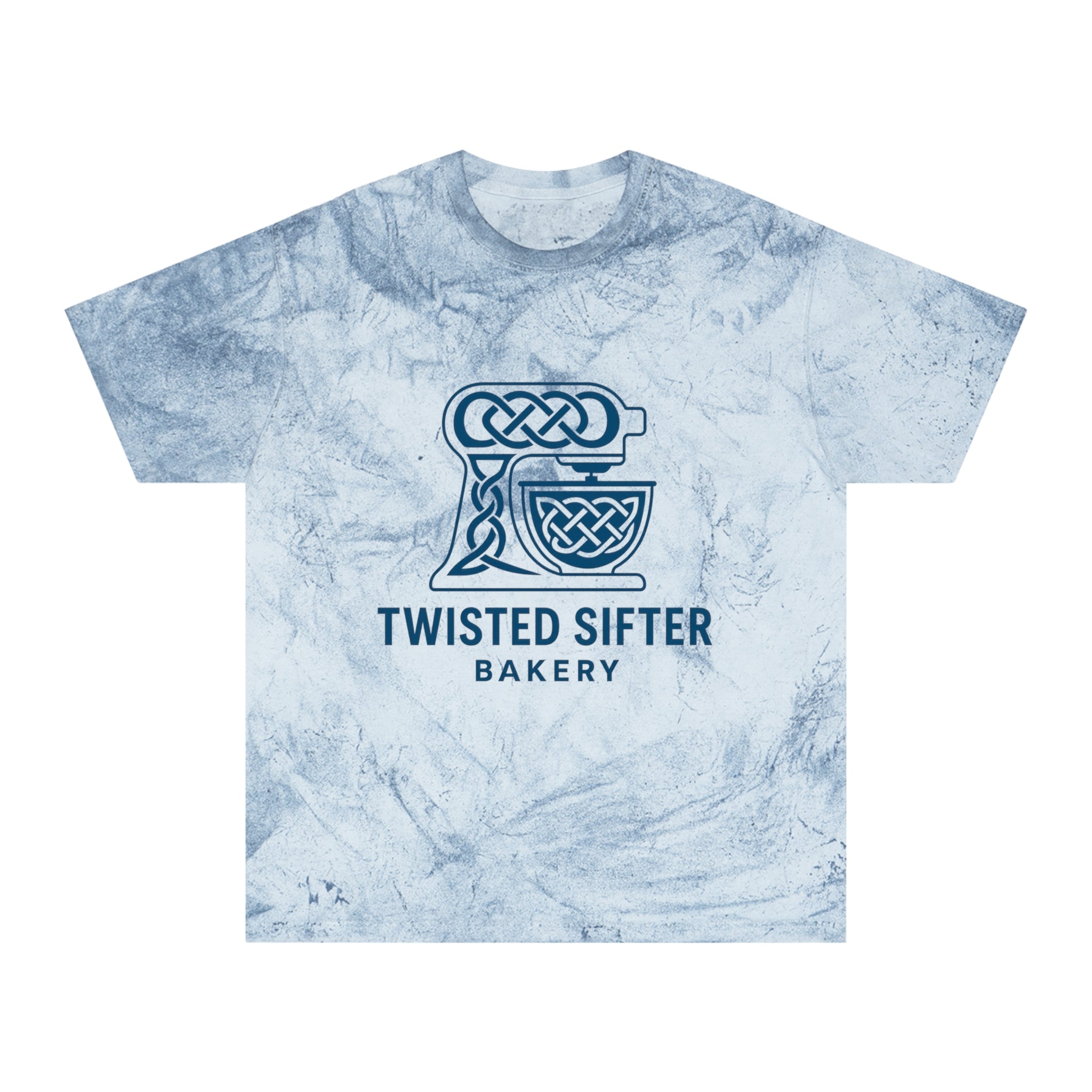Tie-Dye T-Shirt — Twisted Sifter Bakery Logo, "TSB" Vegan Bakery Tee