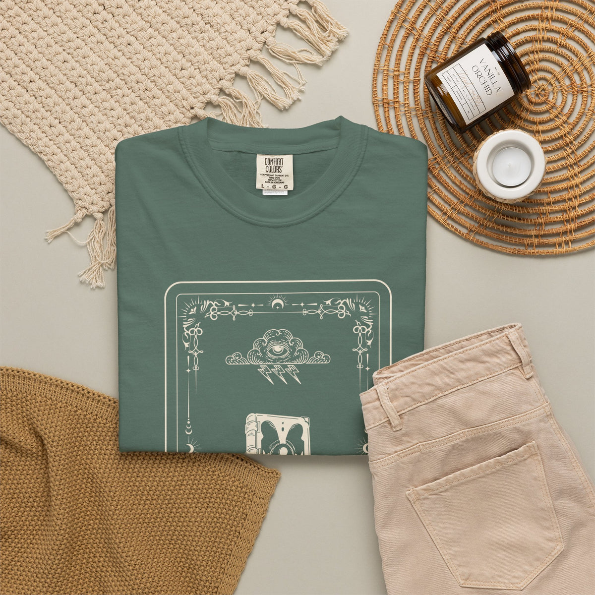 Tarot Bunny Illustration T-Shirt — 'Hold My Hand' Minimal Graphic Tee