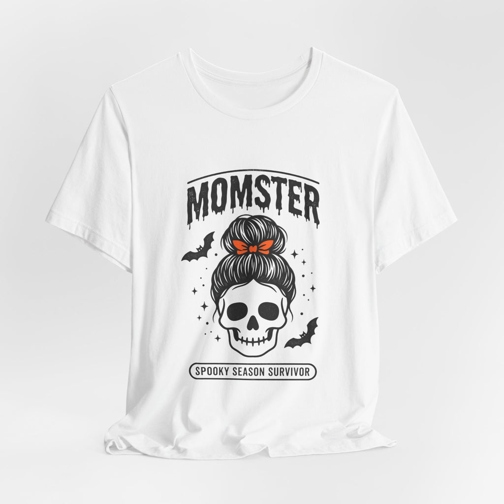 Momster Skull Mom Tee | Halloween Momster Shirt, Bat & Retro Spooky Lettering